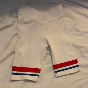 Zara White Kids Shorts with Red and Blue Stripes